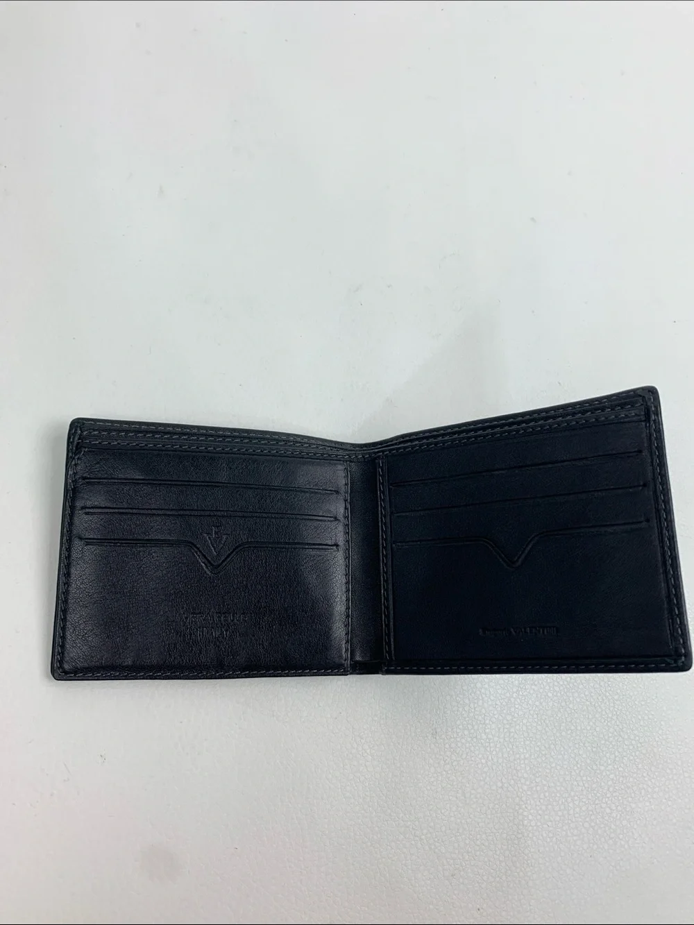 Vera Pelle Italy Black Leather Bi-Fold Men’s Wallet Genuine leather Green lining